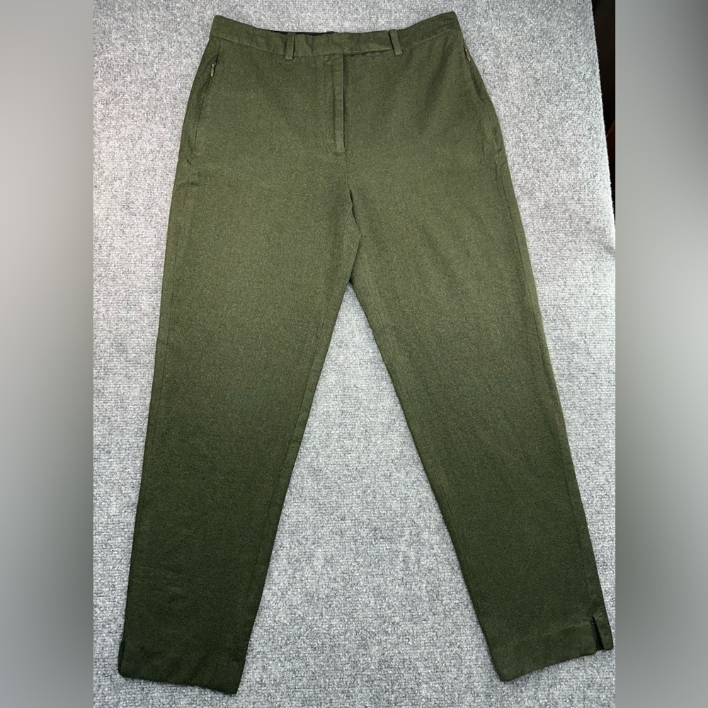 Theory Wool Olive Green Trousers